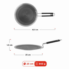 Vinod Platinum Triply Stainless Steel SAS Pro Concave Tawa - 25 cm (Induction Friendly)