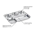Vinod Stainless Steel 5 Compartment Mess Tray with Round Edges / Rectangle Steel Thali / Lunch & Dinner Plate/ Bhojan Thali – 2Pcs