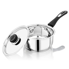 DONIV Stainless Steel Sorrento Saucepan with Steel Lid Sandwich Bottom, Induction Friendly and Dishwasher Safe