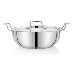 Doniv Stainless Steel Sandwich Majestic Bottom Kadai with Steel Lid – Induction Friendly