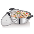DONIV Stainless Steel Sandwich Bottom Solitaire Kadhai With Glass Lid & Side handle, Induction Friendly