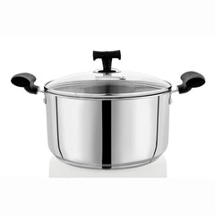 DONIV Stainless Steel Sandwich Bottom Solitaire Sauce Pot with Glass Lid & Side handle, Induction Friendly