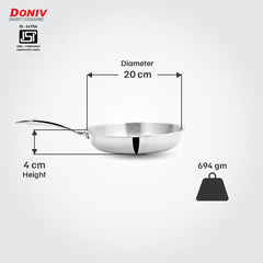 Doniv Titanium Triply Stainless Steel Fry Pan Induction Friendly