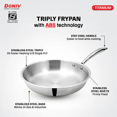 Doniv Titanium Triply Stainless Steel Fry Pan Induction Friendly