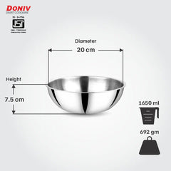 Doniv Titanium Triply Stainless Steel Tasla , Induction Friendly