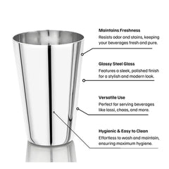 Vinod Stainless Steel Plain Glass, Set of 6 Pieces, No.7.5 – Capacity 350 ml