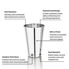 Vinod Stainless Steel Plain Glass, Set of 6 Pieces, No.8 – Capacity 400 ml