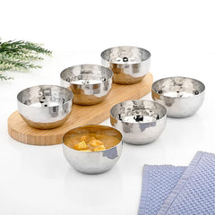 Vinod Stainless Steel Royal Hammered Bowl, Set of 6 Piece, No.5