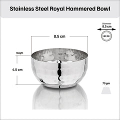 Vinod Stainless Steel Royal Hammered Bowl, Set of 6 Piece, No.5