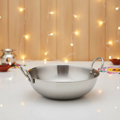 Vinod – Claro Heavy Gauge Stainless Steel Kadai (Plain), 2.5 mm