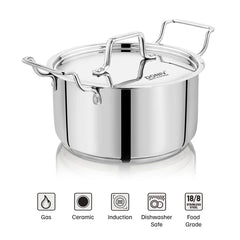 Doniv Majestic Stainless Steel Sandwich Bottom Sauce Pot With Lid – Induction Friendly