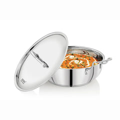 Doniv Stainless Steel Sandwich Majestic Bottom Kadai with Steel Lid – Induction Friendly