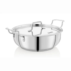 Doniv Stainless Steel Sandwich Majestic Bottom Kadai with Steel Lid – Induction Friendly