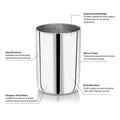 VINOD Stainless Steel Amrapali Glass Set of 6 with Highest Grade Steel, Mirror Finish, Strong & Tough, Dishwasher Safe & Rust Free
