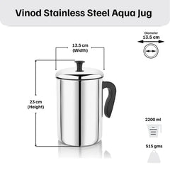 Vinod Stainless Steel Aqua Jug Covered – 2200 ml