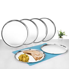 Vinod Stainless Steel Bangla Bogi Plate, Lunch & Dinner Plate, Set of 6 pieces, Diameter 29 cm