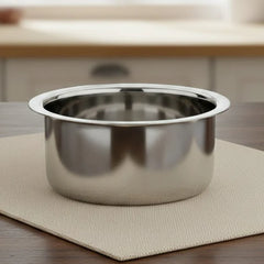 VINOD Stainless Steel Induction Friendly Round Bottom Tope without Lid, Set of 3, 650 ml, 1 Ltr, 1.5 Ltr, Durable and Rust free