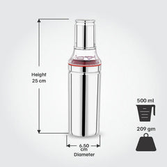 VINOD Stainless Steel Oil Pot 500 ml Crafted from Highest Grade Steel with Anti-Drip Spout, Rust Free Body and Dishwasher Safe Care