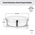 VINOD Stainless Steel Papad Dabba with Mirror Finish, Tough & Strong Build, Rust Free, Easy to Clean & Dishwasher Safe