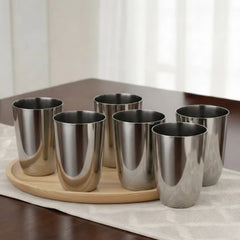 VINOD Stainless Steel Passion Glass Set of 6 - 300 ml with Highest Grade Steel, Mirror Finish, Long Lasting & Durable, Dishwasher Safe