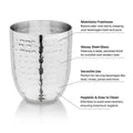 Vinod Stainless Steel Premium Glass (Hammered) – Six Glasses in one Box (300 ml)