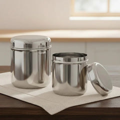 VINOD Stainless Steel Russian Deep Dabba Set of 2 - 6000 ml with Heavy Gauge Steel, Mirror Finish, Airtight Lids & Dishwasher Safe