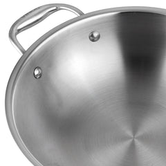 Vinod Platinum Triply Stainless Steel Wok - 26 cm (Induction Friendly)
