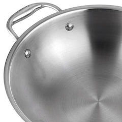Vinod Platinum Triply Stainless Steel Wok - 26 cm (Induction Friendly)