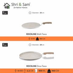 Aluminium 2 PCS Non - Stick Tawa Set Rockline