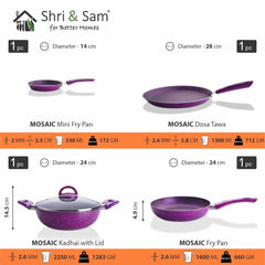Aluminium 5 PCS Non - Stick Cookware Set Mosaic