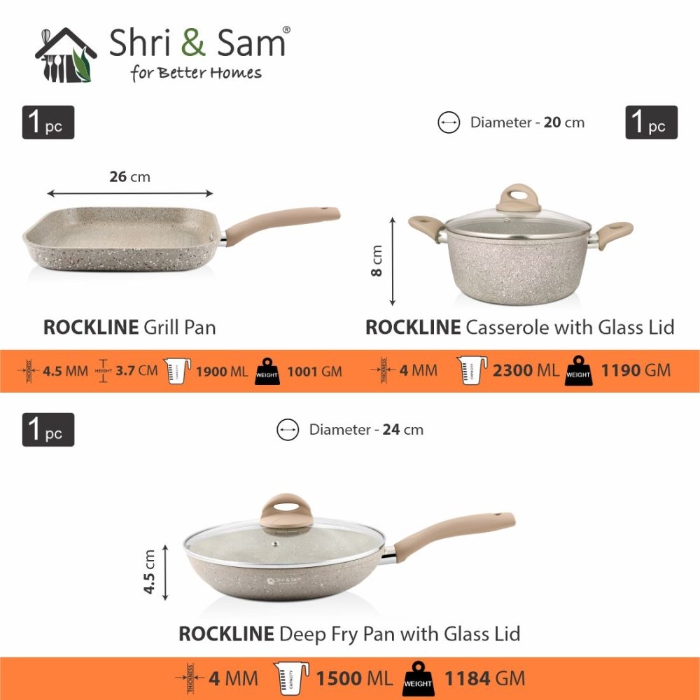 Aluminium 6 PCS Non - Stick Cookware Set Rockline