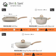 Aluminium 6 PCS Non - Stick Cookware Set Rockline