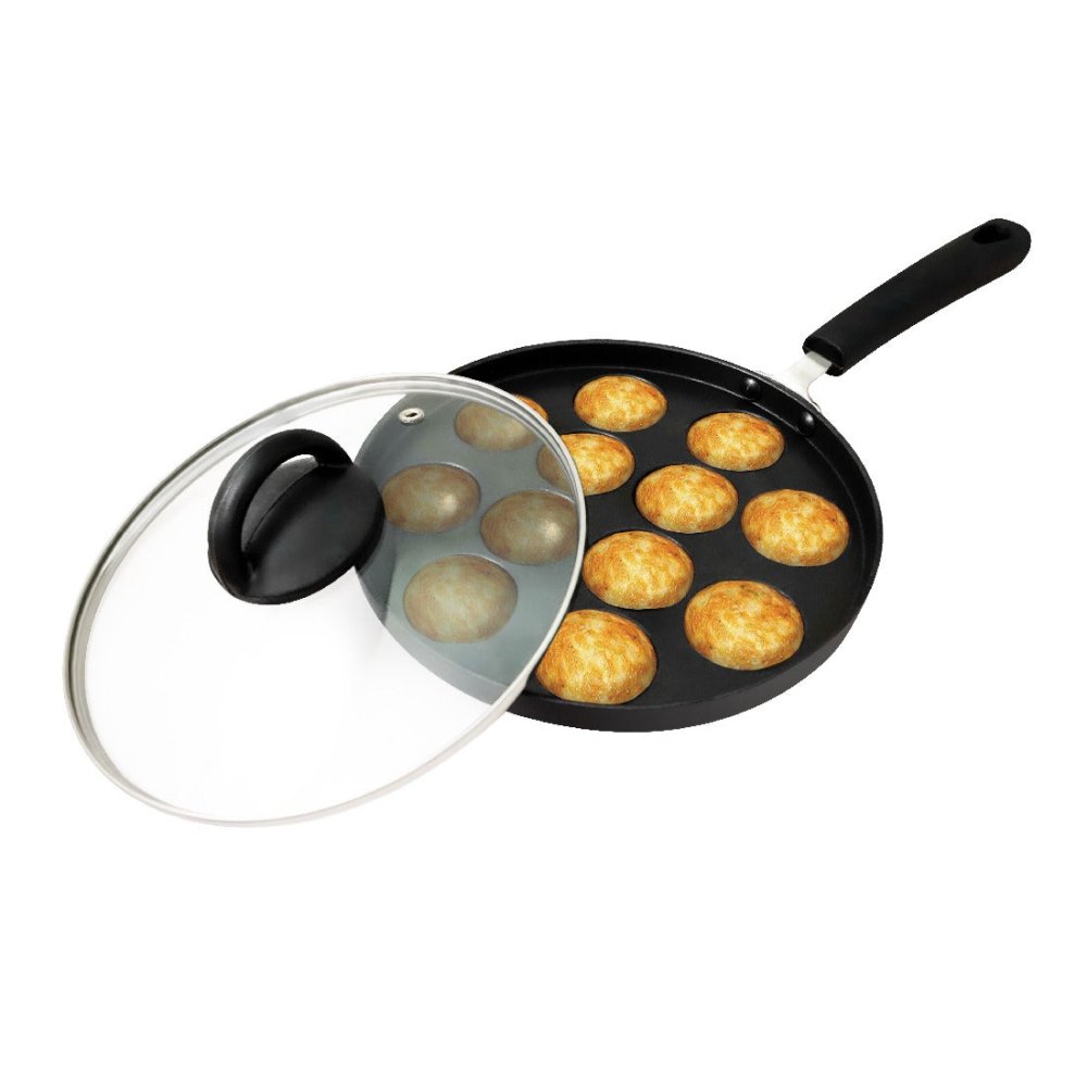 Aluminium Non - Stick Appam Maker with Glass Lid