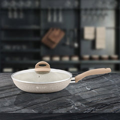 Aluminium Non - Stick Deep Fry Pan with Glass Lid Rockline