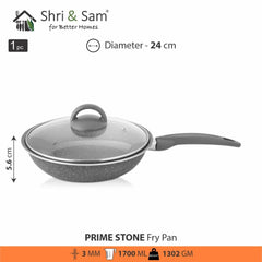 Aluminium Non - Stick Fry Pan with Glass Lid Primestone