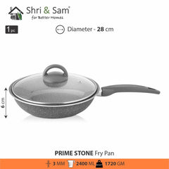 Aluminium Non - Stick Fry Pan with Glass Lid Primestone
