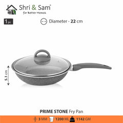 Aluminium Non - Stick Fry Pan with Glass Lid Primestone