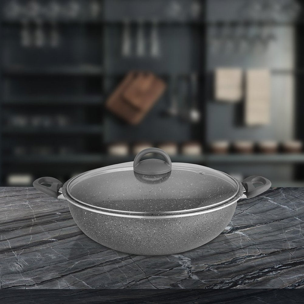 Aluminium Non - Stick Kadhai with Glass Lid Primestone