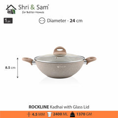 Aluminium Non - Stick Kadhai with Glass Lid Rockline
