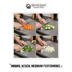 Bent Stainless Steel Chopping Board with Easy - Lift Edge