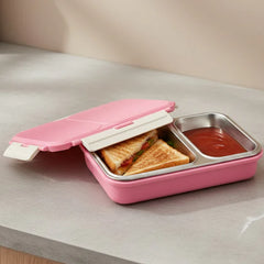 VINOD Stainless Steel 2 Compartment Tiffin, Airtight, Leak-Proof, Food-Grade Stainless Steel Tray, Insulated, Lightweight