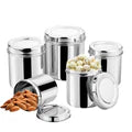 VINOD Stainless Steel Deep Dabba Set of 5 - 1000 ml, 1400 ml, 1800 ml, 2300 ml & 3000 ml in Heavy Gauge Steel, Airtight Lids & Rust Free