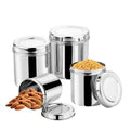 VINOD Stainless Steel Deep Dabba Set of 4 - 3.50 kg, 4.50 kg, 5.00 kg and 6.00 kg in Heavy Gauge Steel, Airtight Lids & Dishwasher Safe