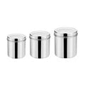 VINOD Stainless Steel Deep Dabba Set of 3 - 350 ml, 500 ml & 750 ml in Heavy Gauge Steel, Airtight Lids, Mirror Finish, Rust Free