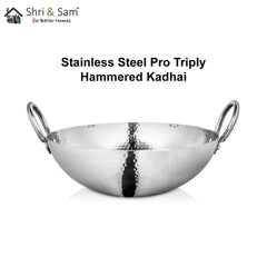 Engrave Stainless Steel Triply Deep Hammered Kadhai Pro