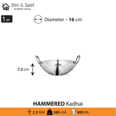 Engrave Stainless Steel Triply Deep Hammered Kadhai Pro