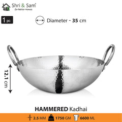 Engrave Stainless Steel Triply Deep Hammered Kadhai Pro