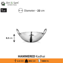 Engrave Stainless Steel Triply Deep Hammered Kadhai Pro