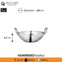 Engrave Stainless Steel Triply Deep Hammered Kadhai Pro