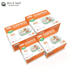 Glass 320ml, 520ml, 800ml & 1100ml Food Storage & Bakeware Container with Airtight Lid Square Clickfresh